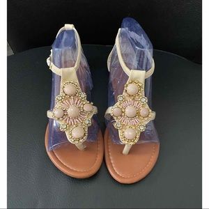 Beaded T-strap Sandal